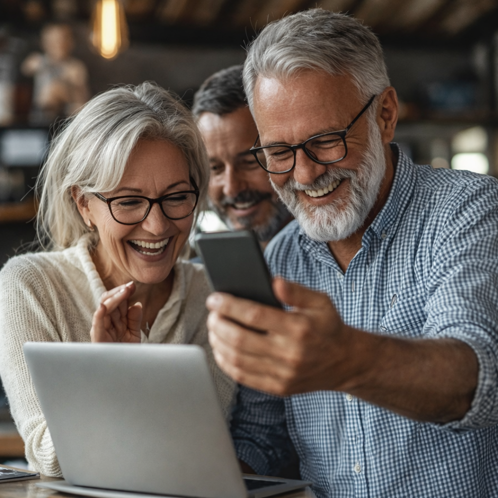 Happy investors using AI trading